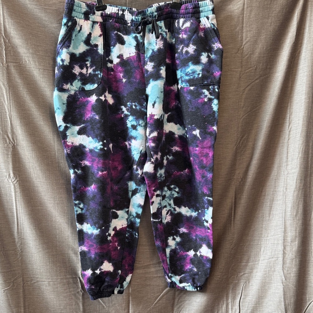 LuLaRoe Multicolor Tie-Dye Joggers - Black, Purple, Blue